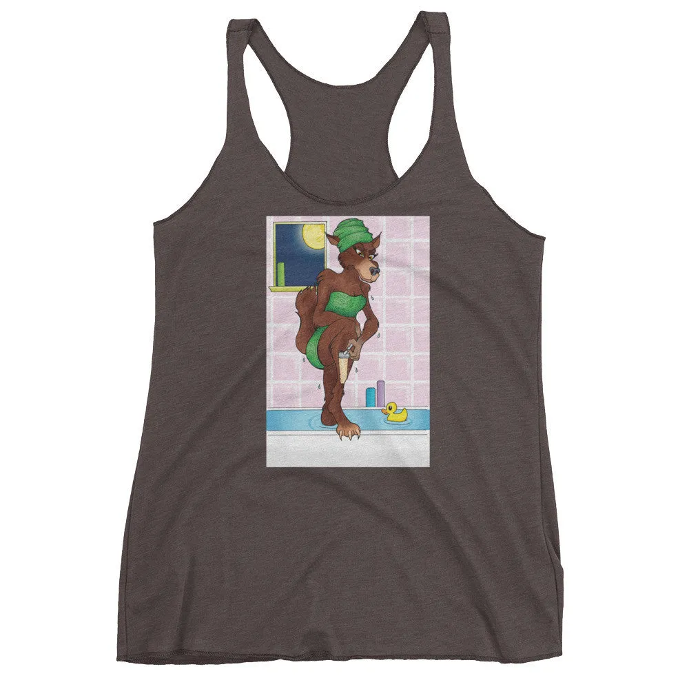 Werewolf Shaving in the Shower Racerback Tank Top
