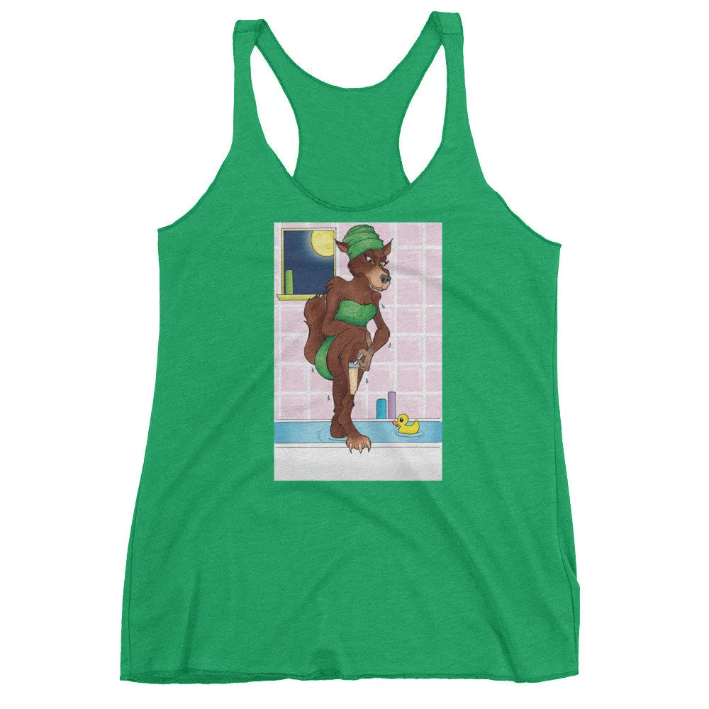 Werewolf Shaving in the Shower Racerback Tank Top