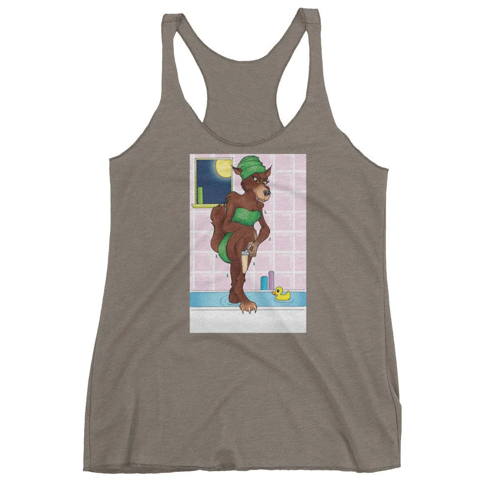 Werewolf Shaving in the Shower Racerback Tank Top