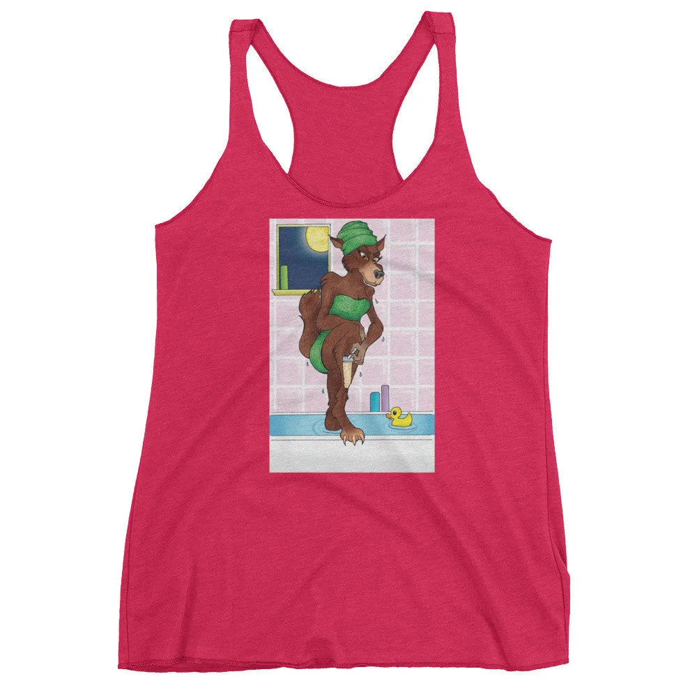Werewolf Shaving in the Shower Racerback Tank Top