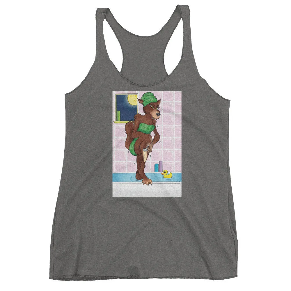 Werewolf Shaving in the Shower Racerback Tank Top