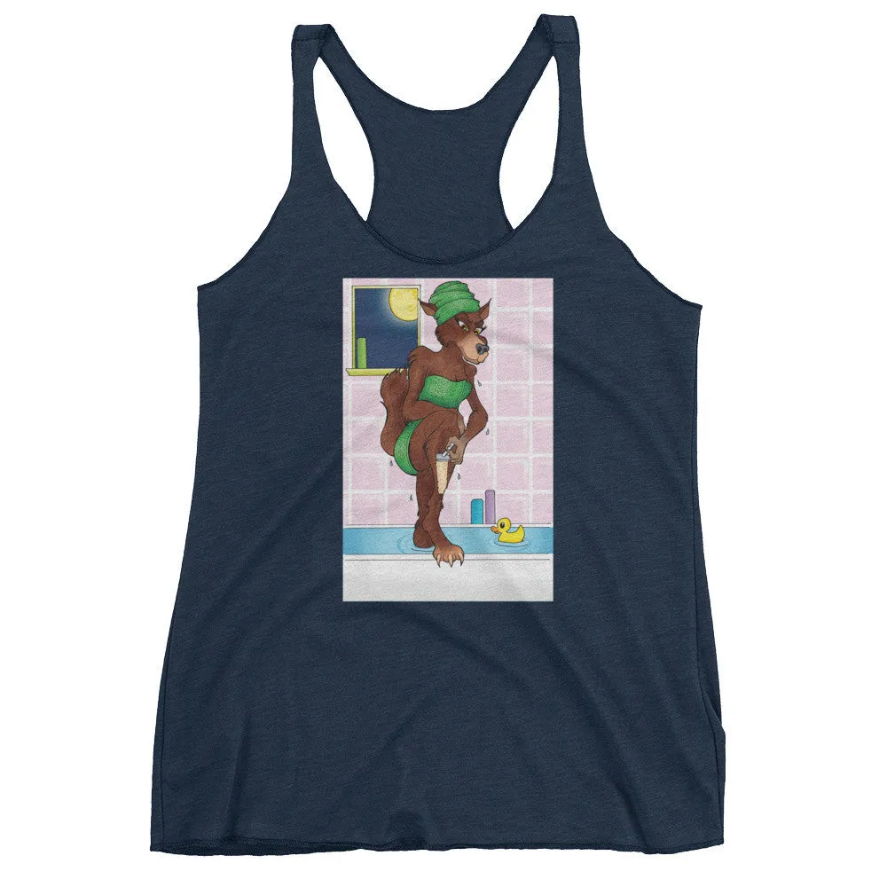 Werewolf Shaving in the Shower Racerback Tank Top