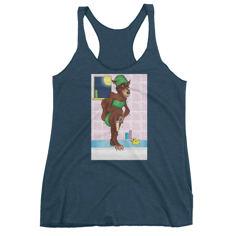 Werewolf Shaving in the Shower Racerback Tank Top