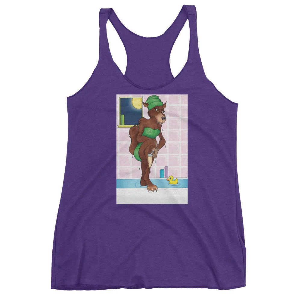 Werewolf Shaving in the Shower Racerback Tank Top