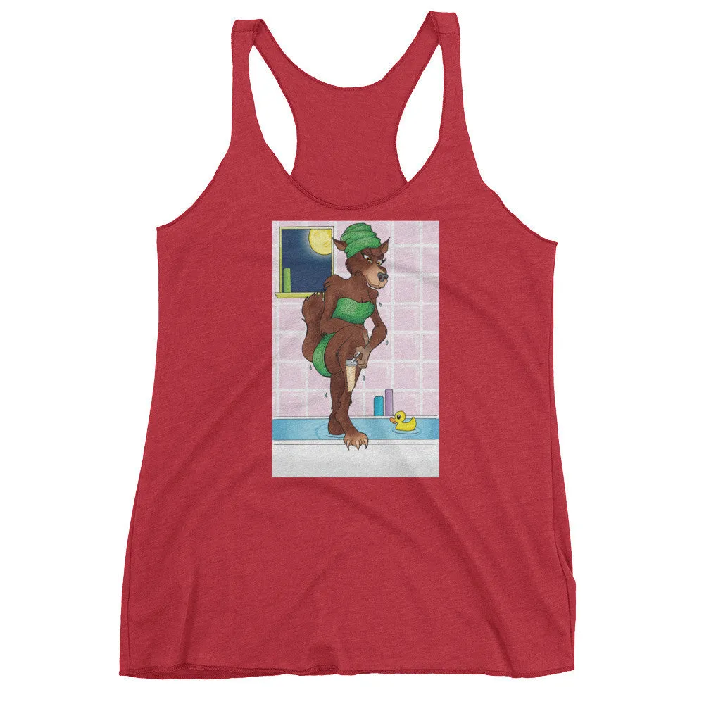 Werewolf Shaving in the Shower Racerback Tank Top