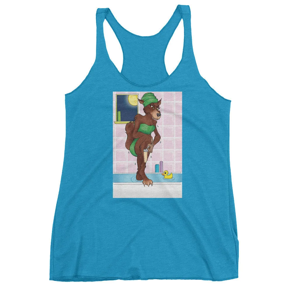 Werewolf Shaving in the Shower Racerback Tank Top