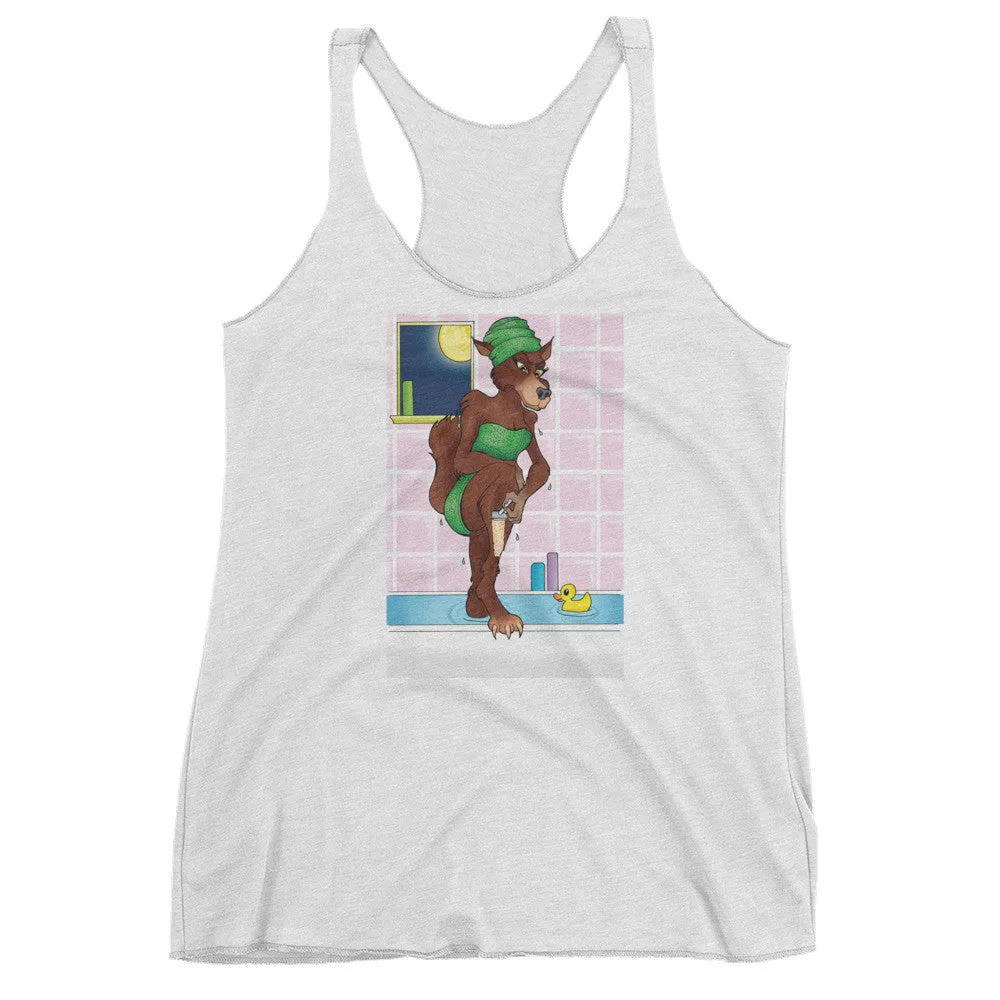 Werewolf Shaving in the Shower Racerback Tank Top