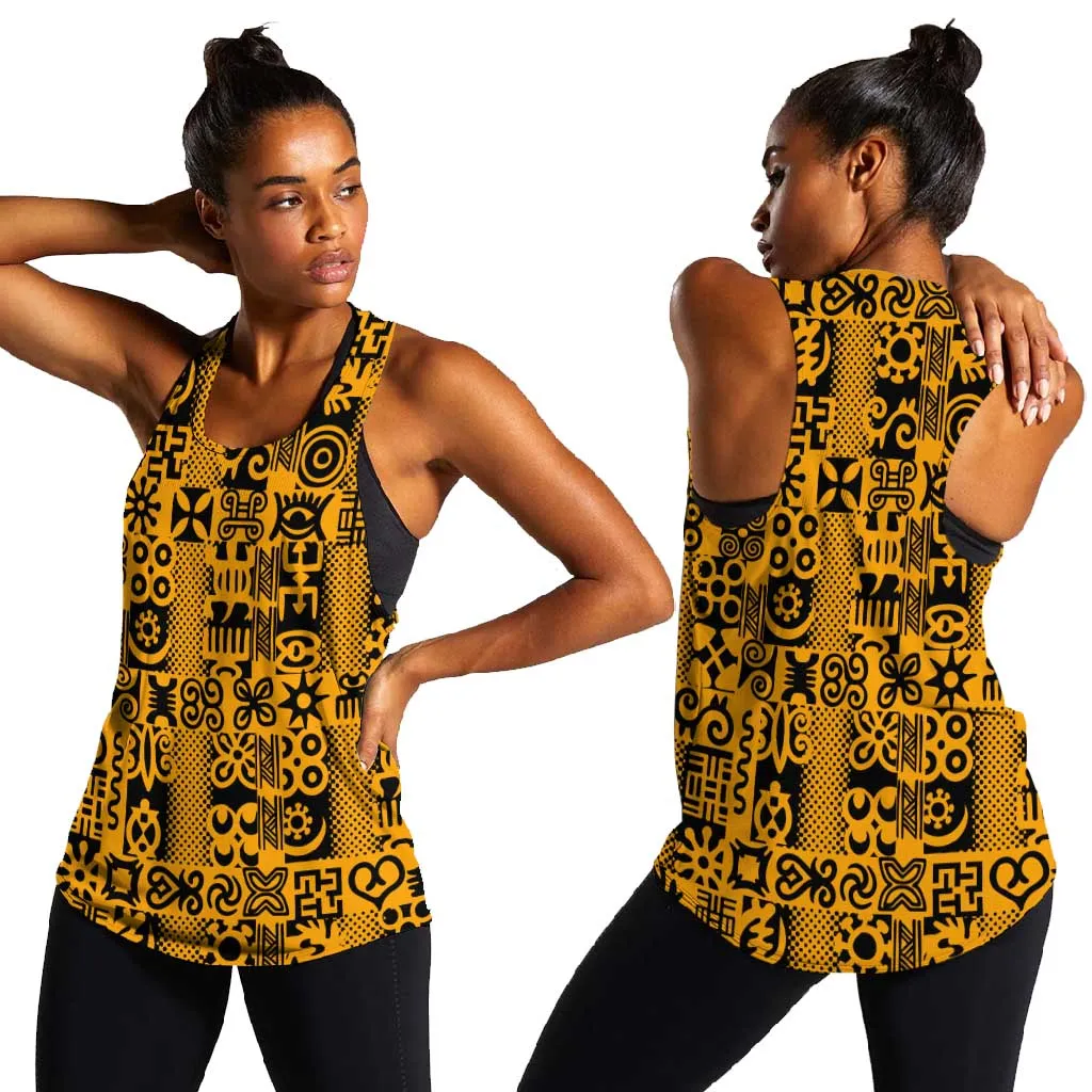West African Yellow Art - Adinkra Culture Women Racerback Tank DT02