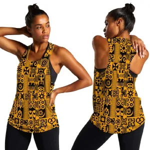 West African Yellow Art - Adinkra Culture Women Racerback Tank DT02