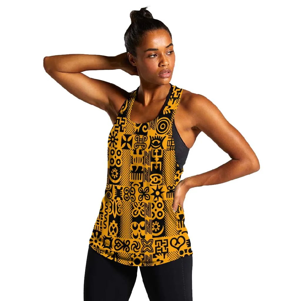 West African Yellow Art - Adinkra Culture Women Racerback Tank DT02
