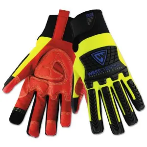 WEST CHESTER Extreme Work LocX-On Grip Gloves, Synthetic Leather, X-Large, Black/Gray, 89302GY/XL