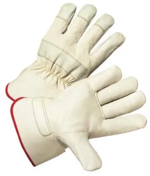 West Chester Leather Palm Gloves, X-Large, Cowhide, Canvas, Gray, Yellow, 500Y/XL