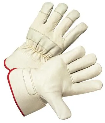 West Chester Leather Palm Gloves, X-Large, Cowhide, Canvas, Gray, Yellow, 500Y/XL