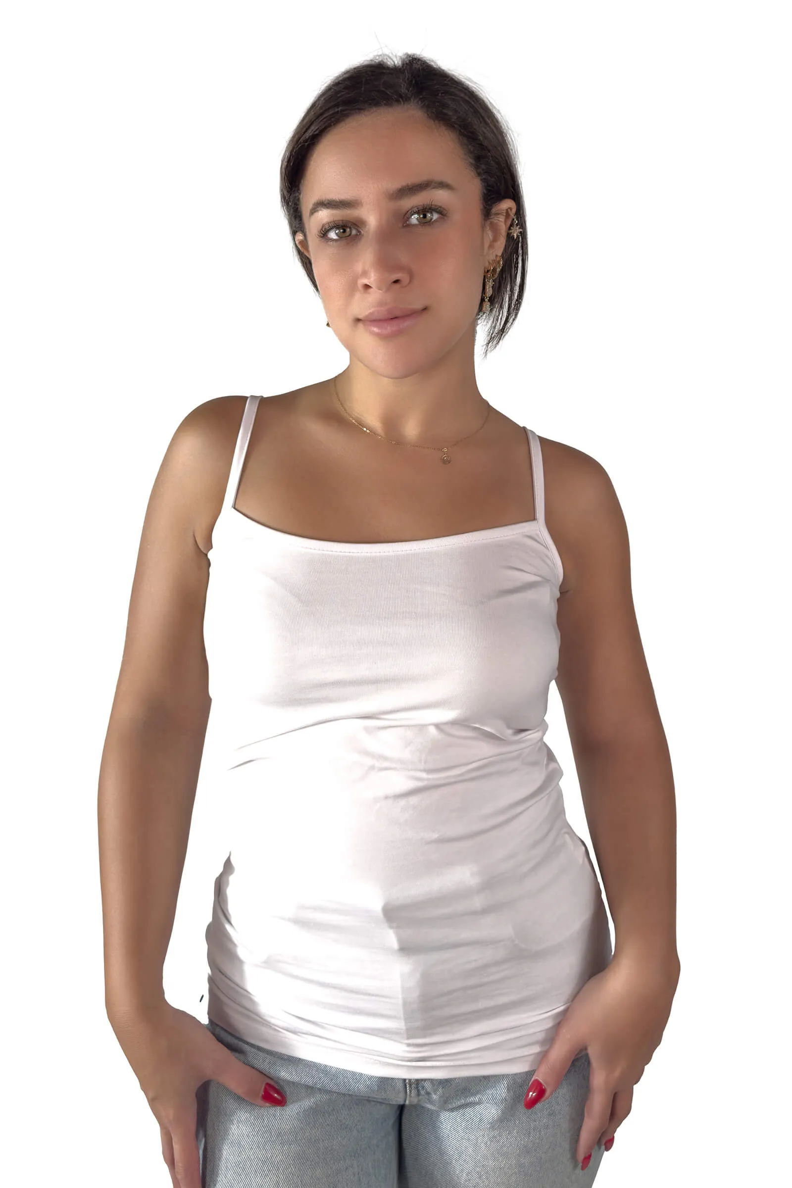 White Camilla Spaghetti Strap Tank