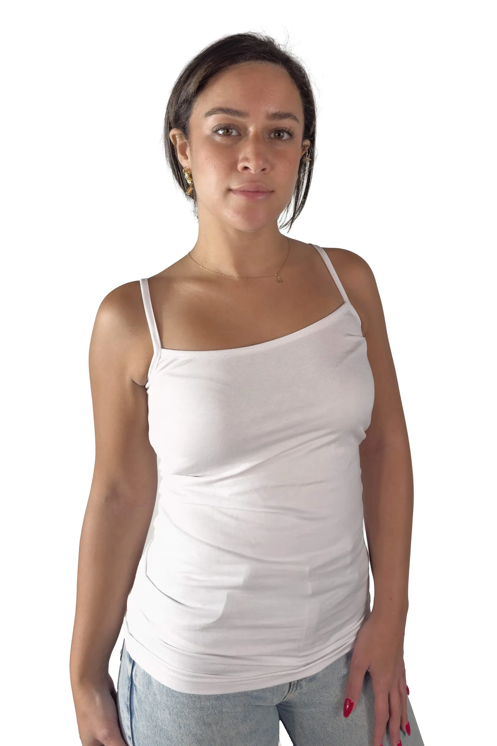 White Camilla Spaghetti Strap Tank