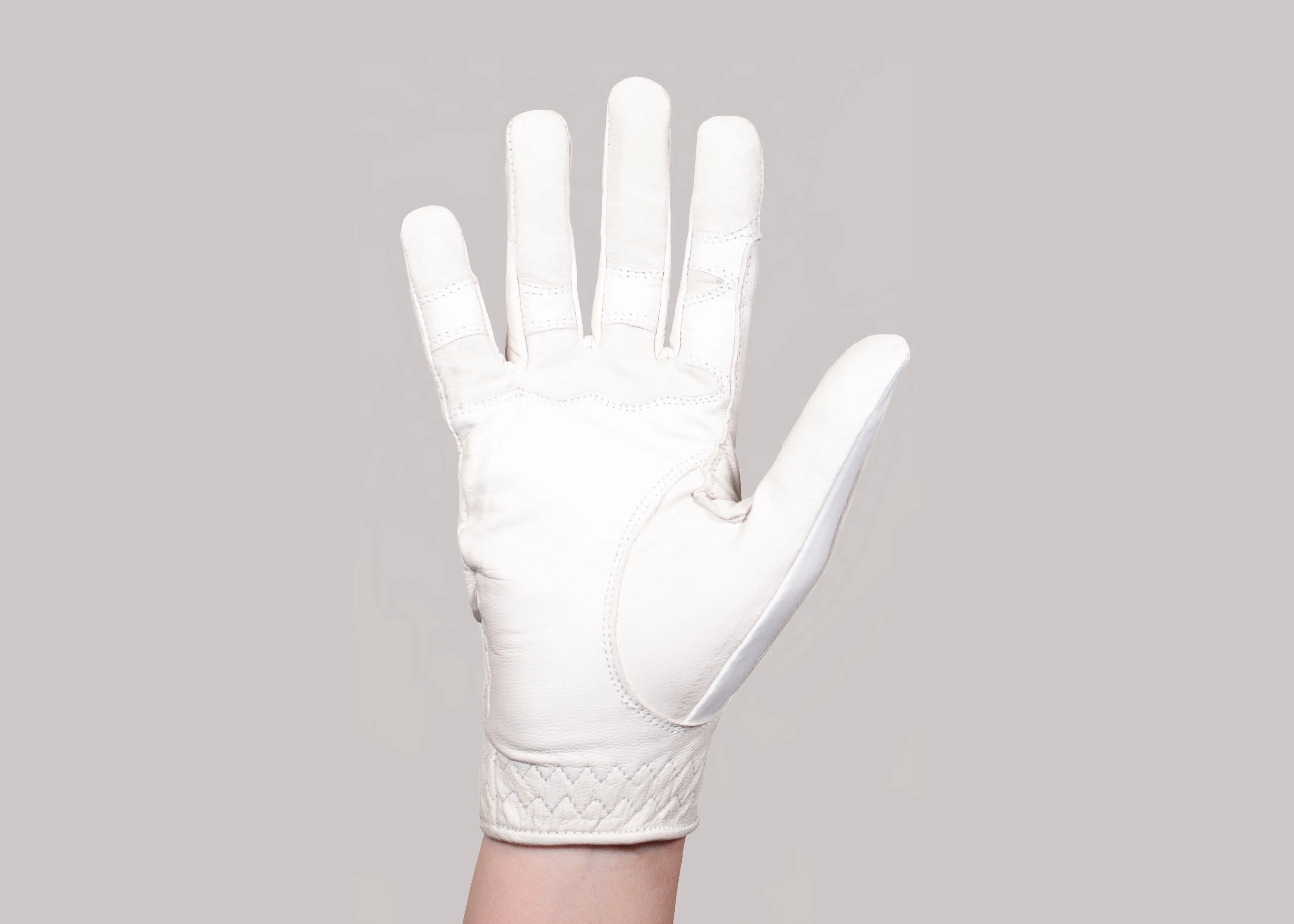 White Glitter Leather Gloves