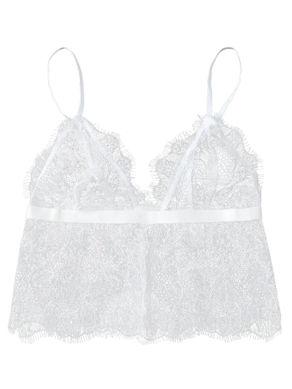 White Scalloped Cropped Lace Tank Top