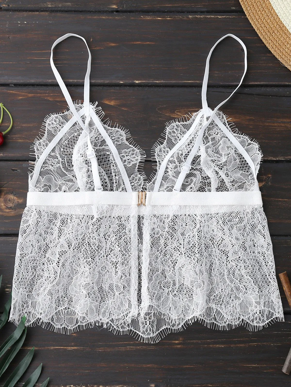 White Scalloped Cropped Lace Tank Top