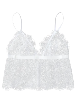 White Scalloped Cropped Lace Tank Top