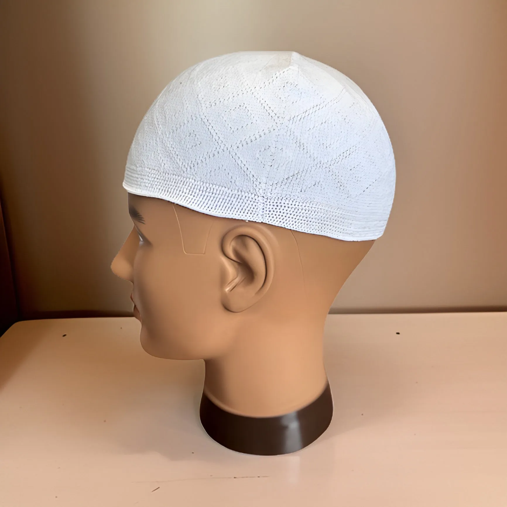 White Soft Cotton Elastic Knitted Kufi