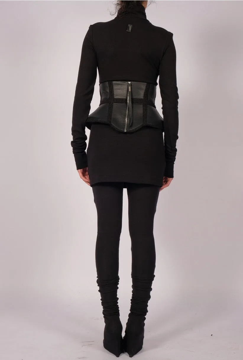 Wide Wool Leather Corset Belt