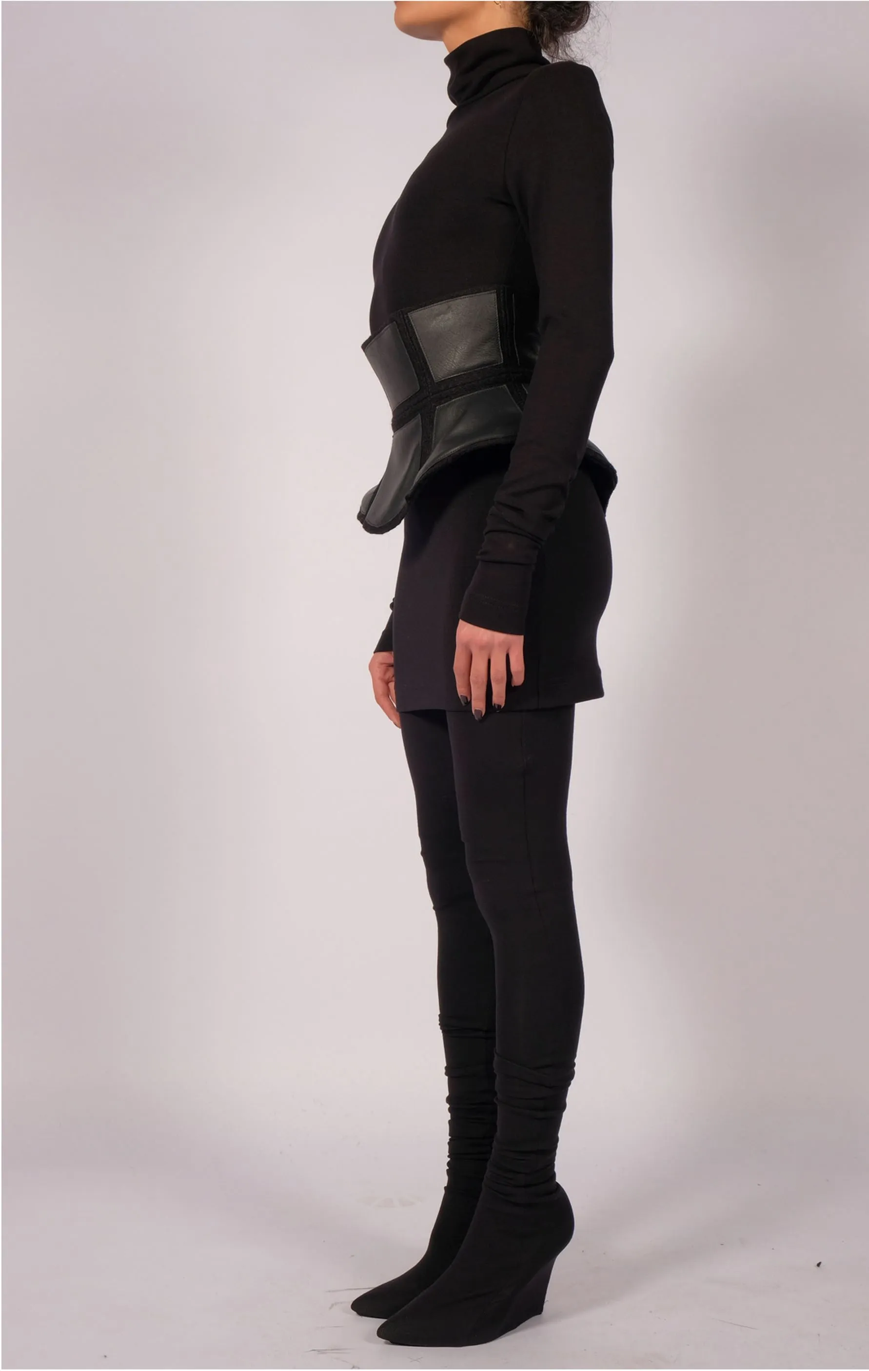 Wide Wool Leather Corset Belt