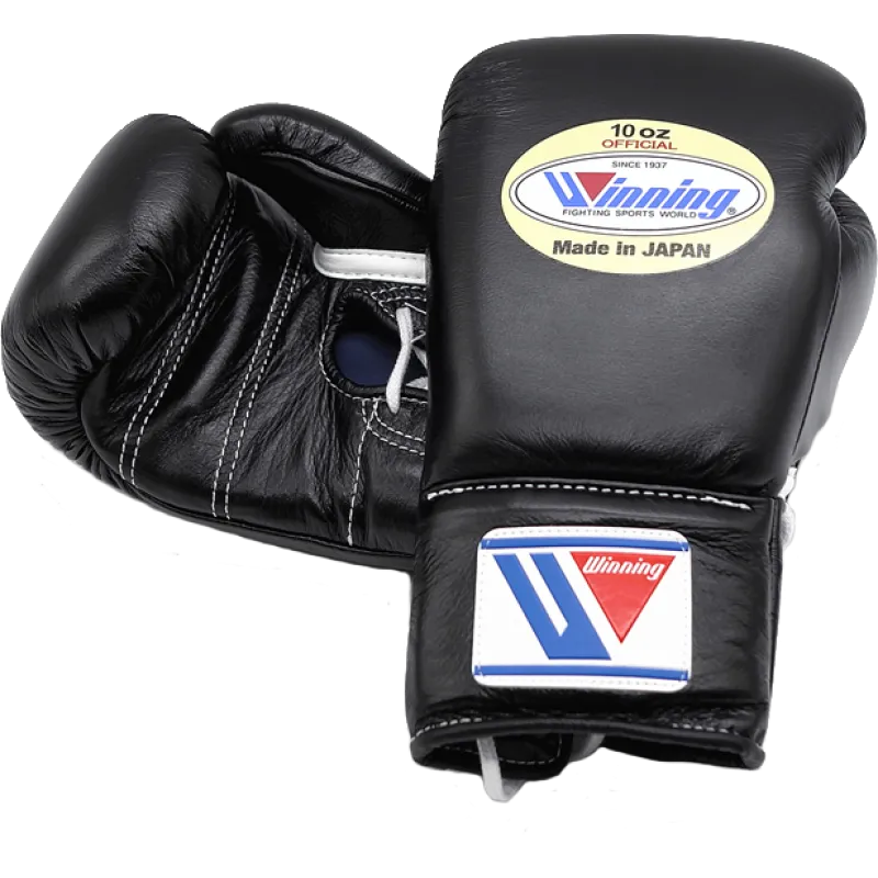 Winning Lace-up Boxing Gloves - Black