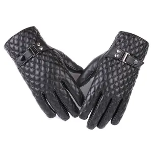 Winter Lined Mens Black Leather Gloves for Winters -Touchscreen warm gloves - for Skiing or