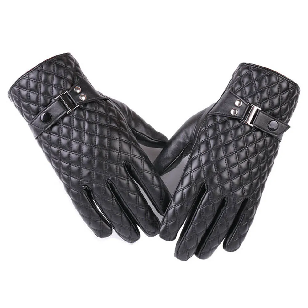 Winter Lined Mens Black Leather Gloves for Winters -Touchscreen warm gloves - for Skiing or