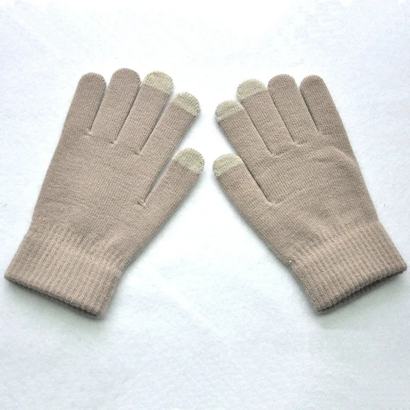 Winter Thicken Warm Gloves For Men Women Students Knitted Three Finger Touch Screen Mittens Outdoor Cycling Skiing Gloves