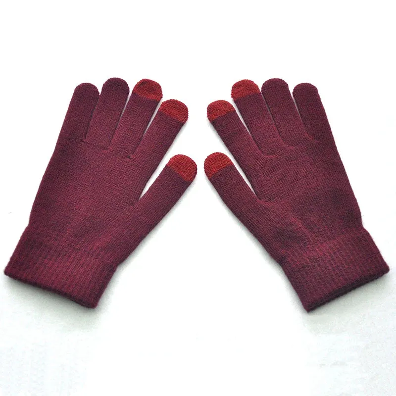 Winter Thicken Warm Gloves For Men Women Students Knitted Three Finger Touch Screen Mittens Outdoor Cycling Skiing Gloves
