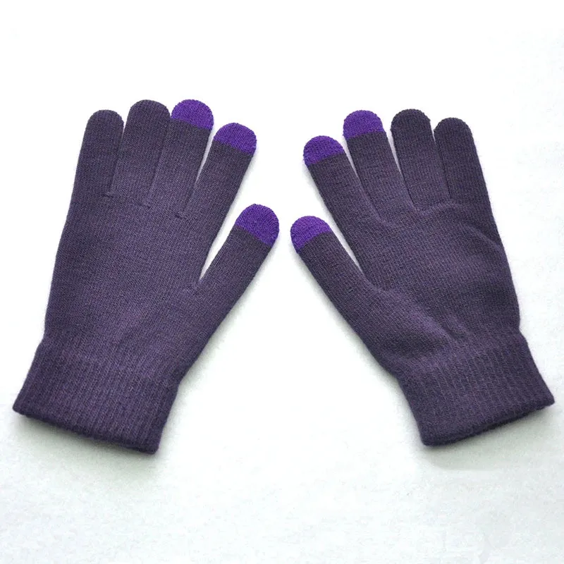 Winter Thicken Warm Gloves For Men Women Students Knitted Three Finger Touch Screen Mittens Outdoor Cycling Skiing Gloves