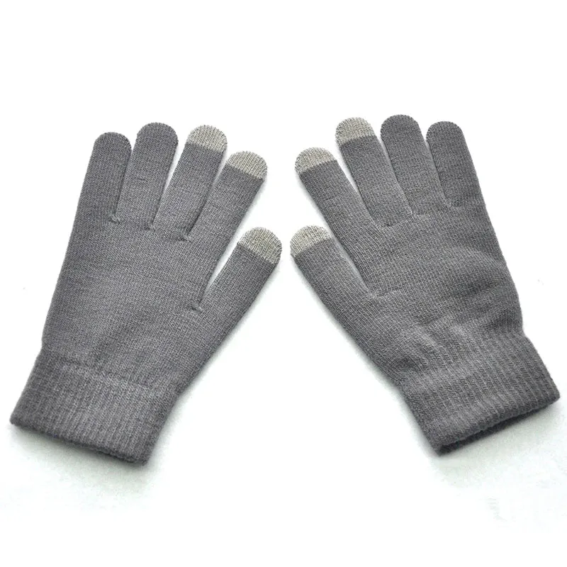 Winter Thicken Warm Gloves For Men Women Students Knitted Three Finger Touch Screen Mittens Outdoor Cycling Skiing Gloves