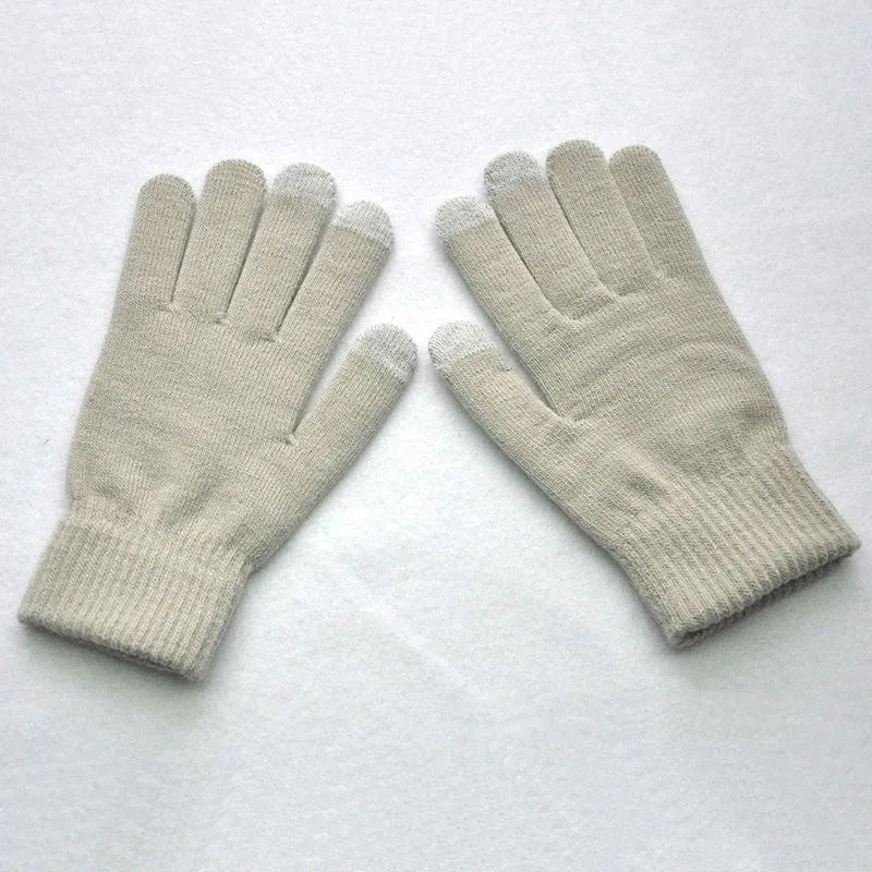 Winter Thicken Warm Gloves For Men Women Students Knitted Three Finger Touch Screen Mittens Outdoor Cycling Skiing Gloves