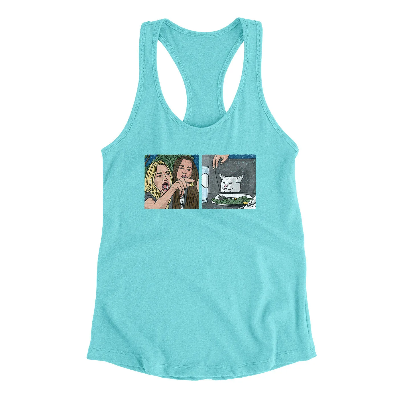Woman Yelling At A Cat Meme Funny Women's Racerback Tank