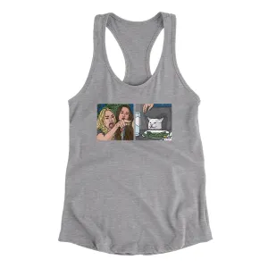 Woman Yelling At A Cat Meme Funny Women's Racerback Tank