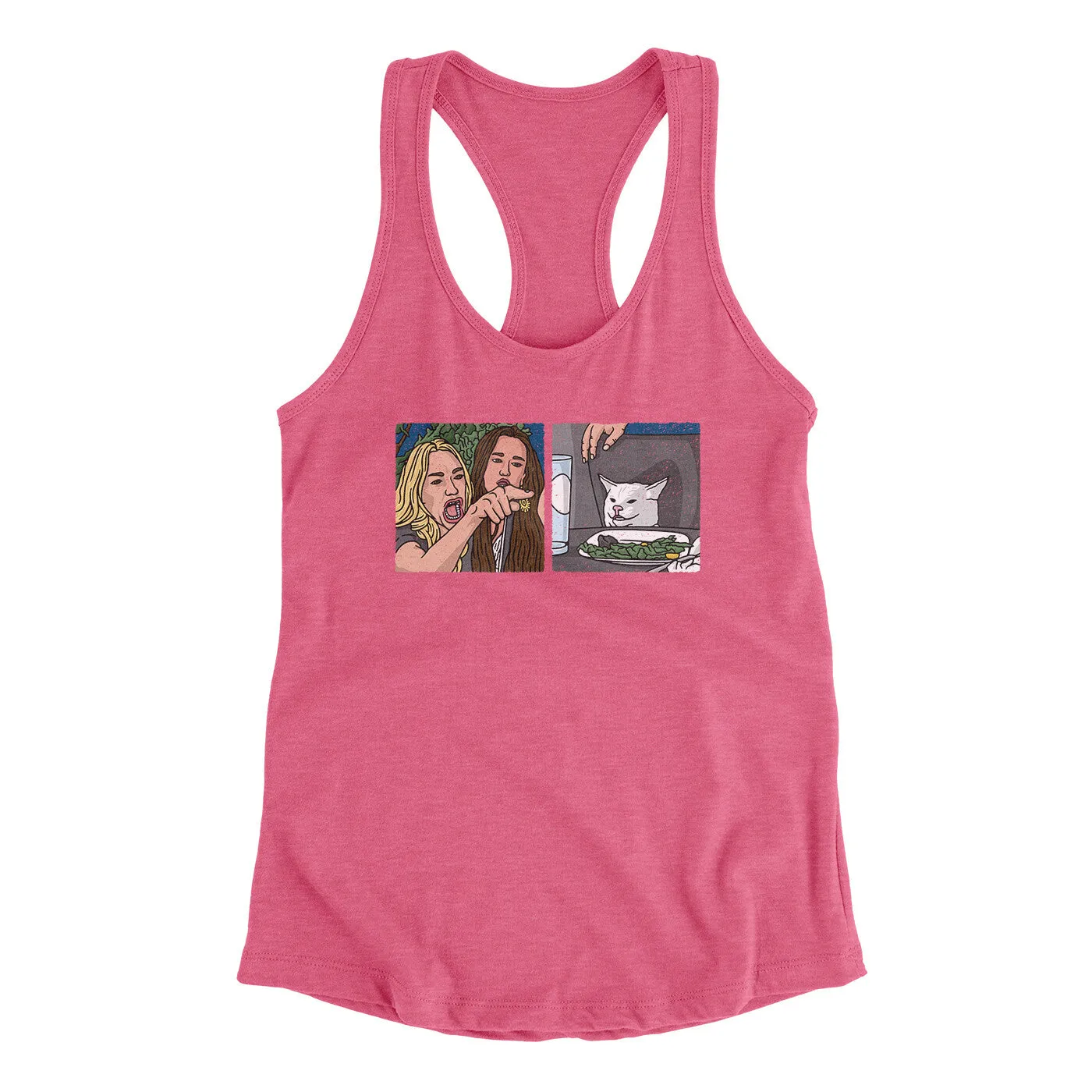 Woman Yelling At A Cat Meme Funny Women's Racerback Tank