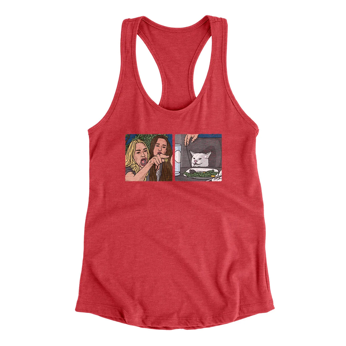 Woman Yelling At A Cat Meme Funny Women's Racerback Tank