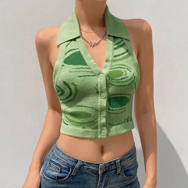 Women Halter Neck Backless Sexy Tank Tops