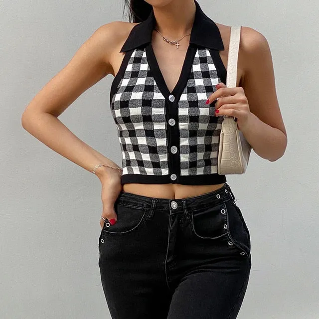 Women Halter Neck Backless Sexy Tank Tops