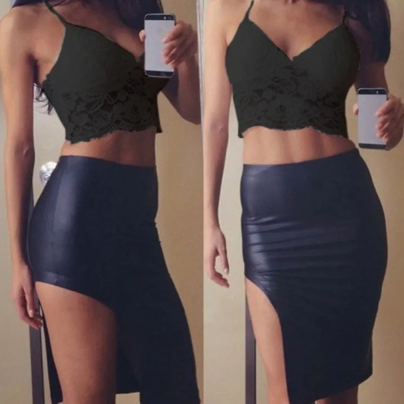 Women Lace Crop Top Spaghetti Strap Bralette Tank Top