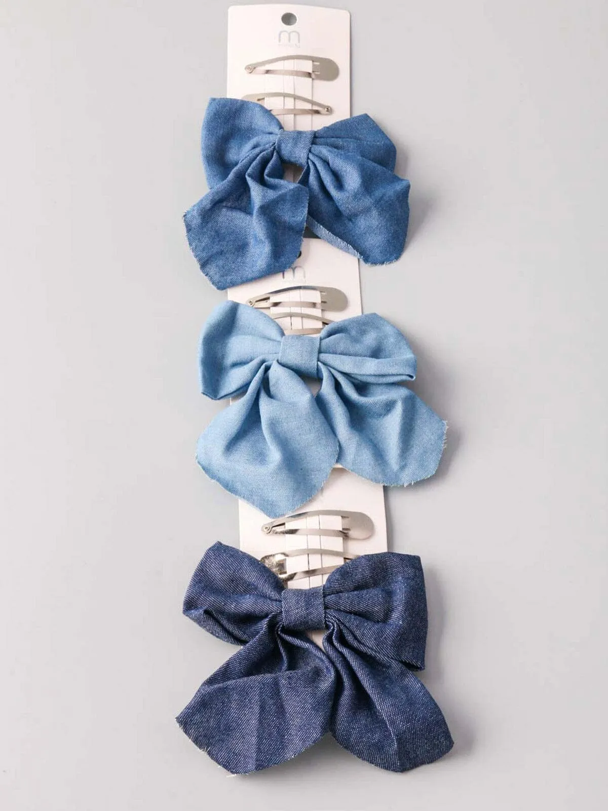 WOMEN'S FASHION ASSORTED DENIM BOW HAIR CLIPS