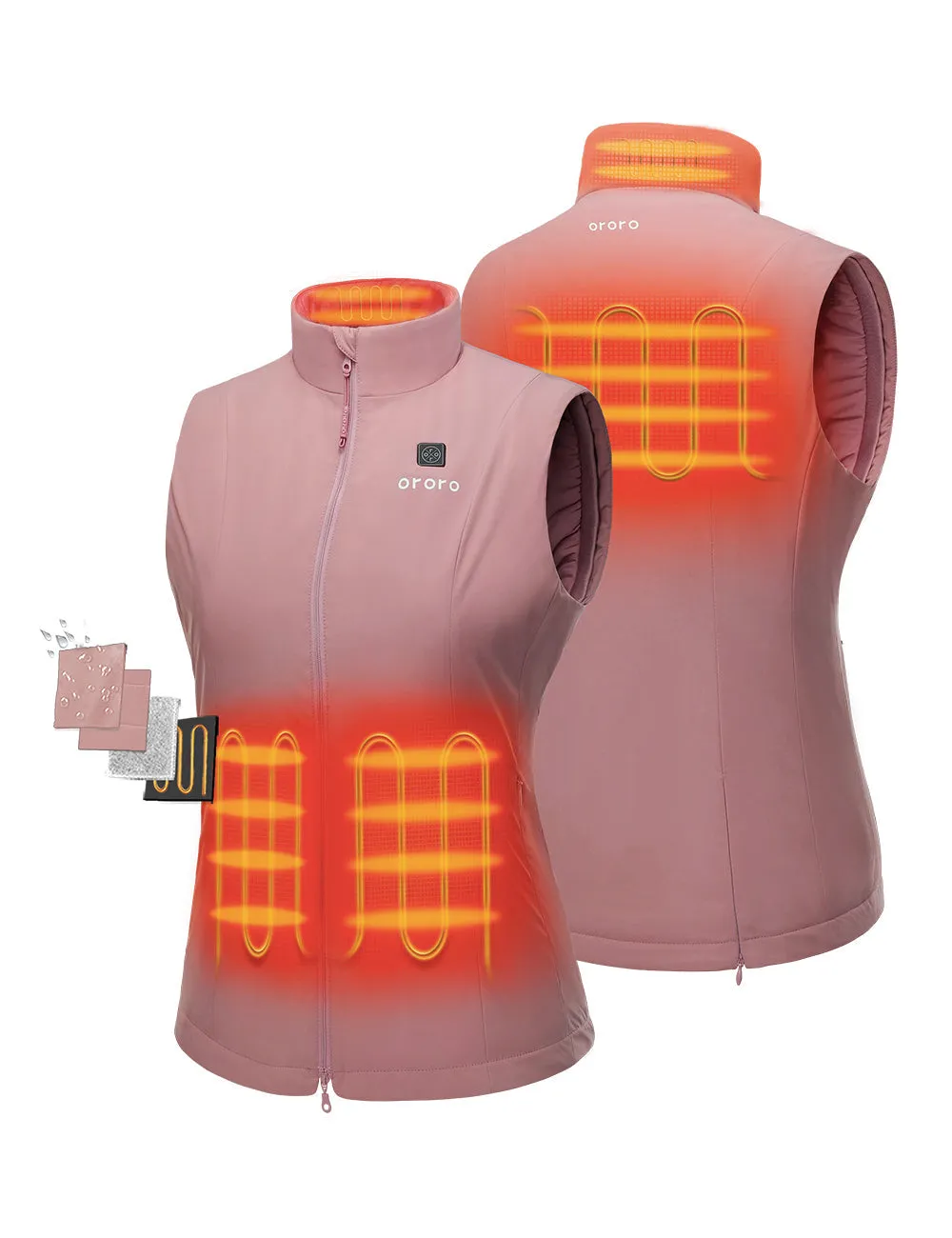 Women's Heated Sports Vest - Dusty Rose/Black