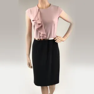 Women's Joseph Ribkoff | Ruffled Peach Dress | Black and Winter Blush