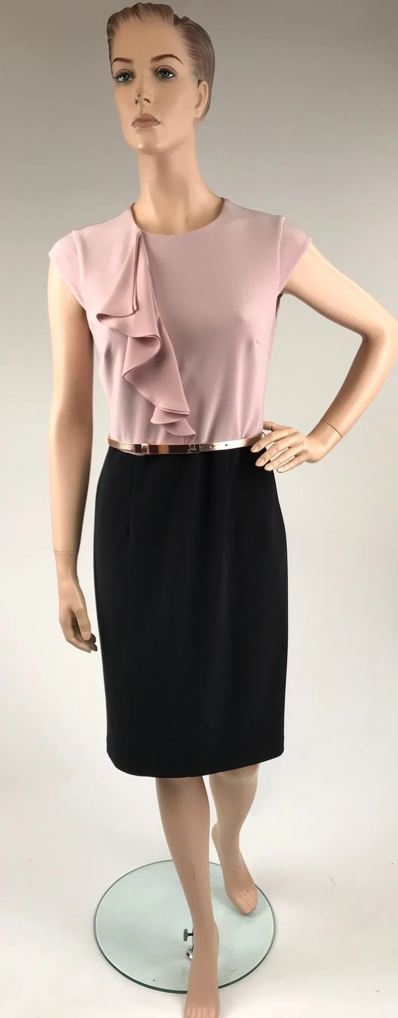 Women's Joseph Ribkoff | Ruffled Peach Dress | Black and Winter Blush