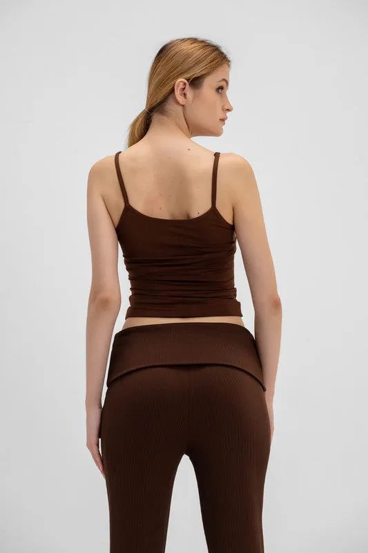 Women's Microfiber Spaghetti Strap Top - Chocolate