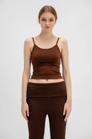 Women's Microfiber Spaghetti Strap Top - Chocolate