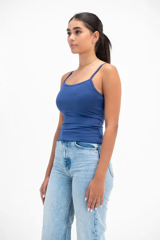 Women's Microfiber Spaghetti Strap Top - Navy