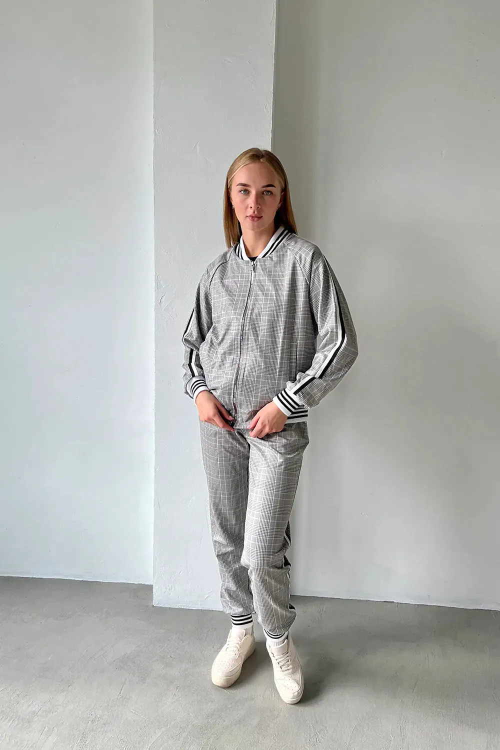 Women's Plaid Light Brown Colin Farrell Coach Tracksuit