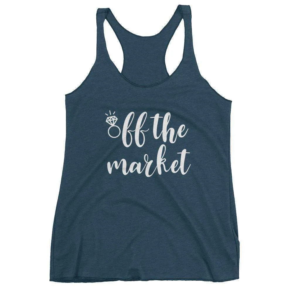 Women's "Off The Market" Racerback Tank Top - Chunky Script
